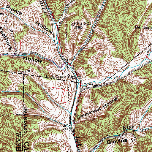 Topographic Map of Lick Creek Church, TN
