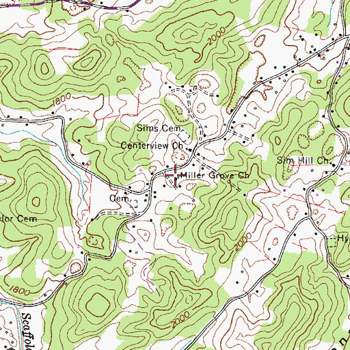 Topographic Map of Miller Grove Church, TN