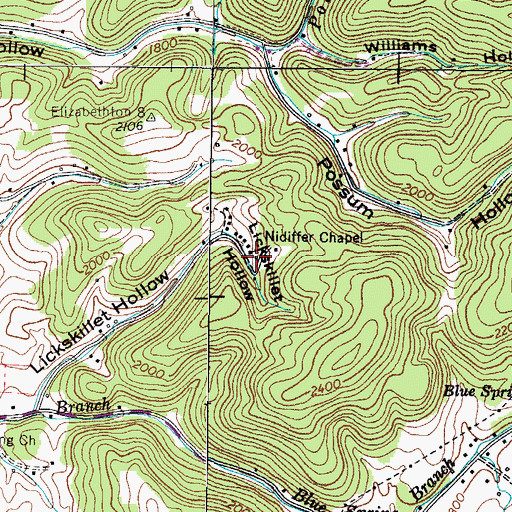 Topographic Map of Nidiffer Chapel, TN