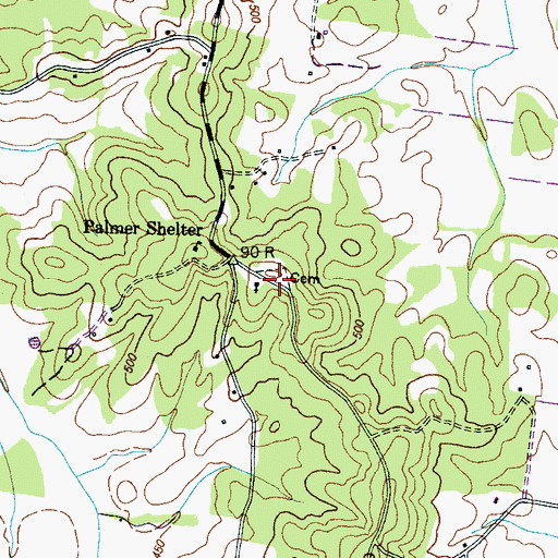 Topographic Map of Palmer Shelter, TN