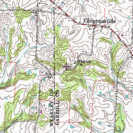 Topographic Map of Pilgrims Rest Cemetery, TN