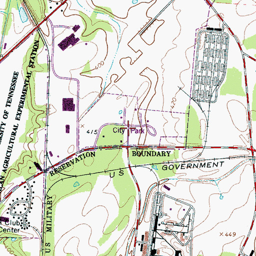 Topographic Map of Milan City Park, TN
