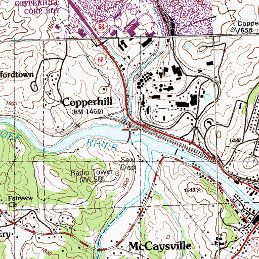 Topographic Map of Davis Mill Creek, TN