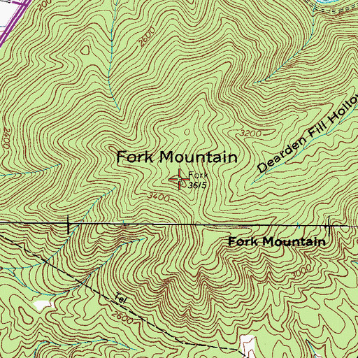 Topographic Map of Fork Mountain, TN