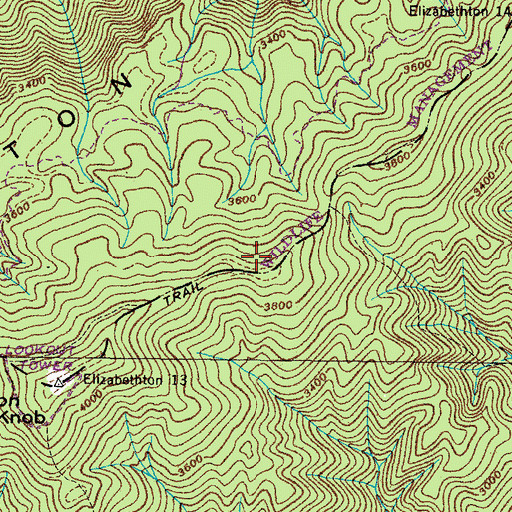 Topographic Map of Holston Mountain Trail, TN