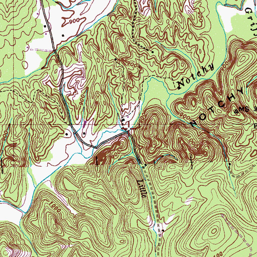 Topographic Map of Little Notchy Creek, TN