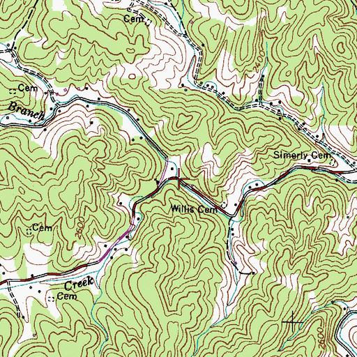 Topographic Map of McKinney Branch, TN