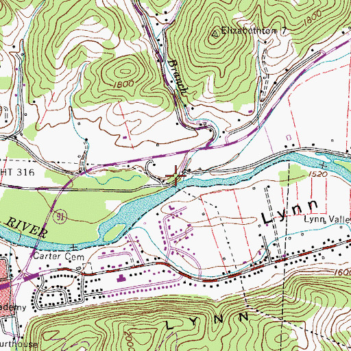 Topographic Map of Rocky Branch, TN