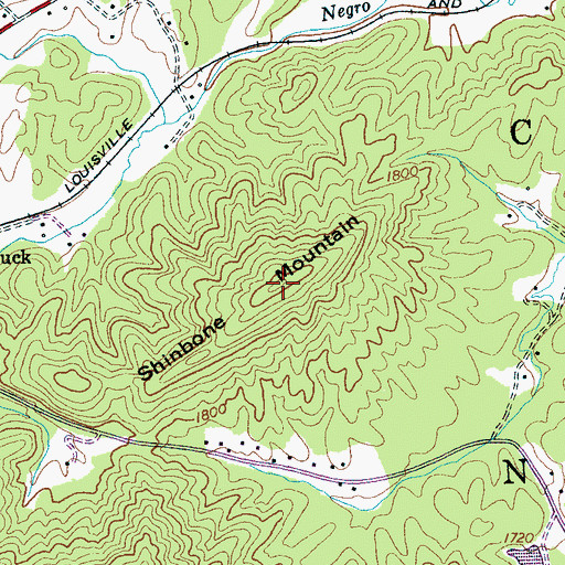 Topographic Map of Shinbone Mountain, TN
