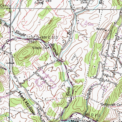 Topographic Map of Slagle Branch, TN