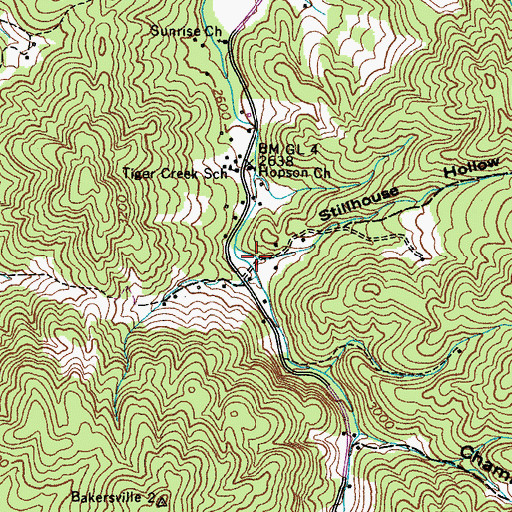 Topographic Map of Stillhouse Hollow, TN