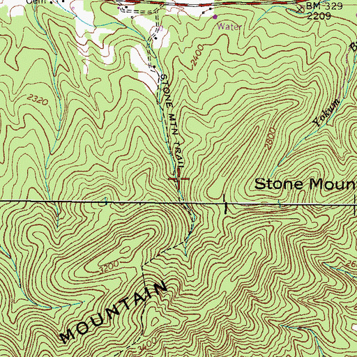 Topographic Map of Stone Mountain Trail, TN