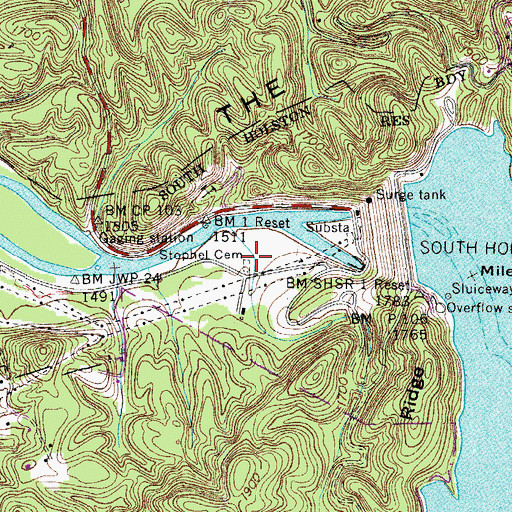 Topographic Map of Stophel Cemetery, TN