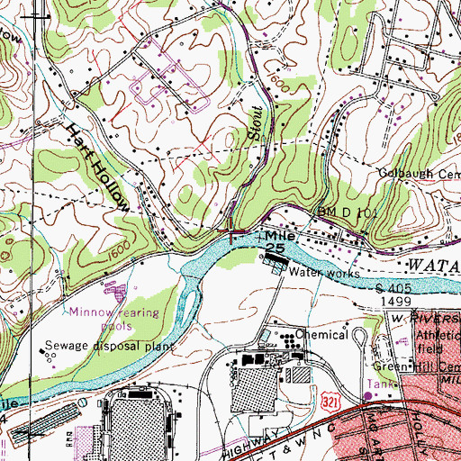 Topographic Map of Stout Branch, TN