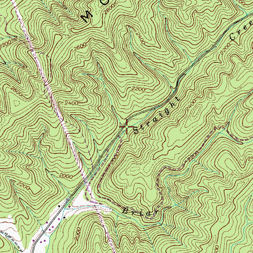 Topographic Map of Straight Creek, TN