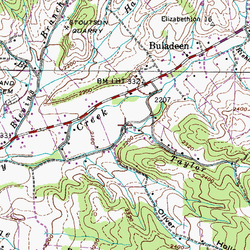 Topographic Map of Taylor Branch, TN