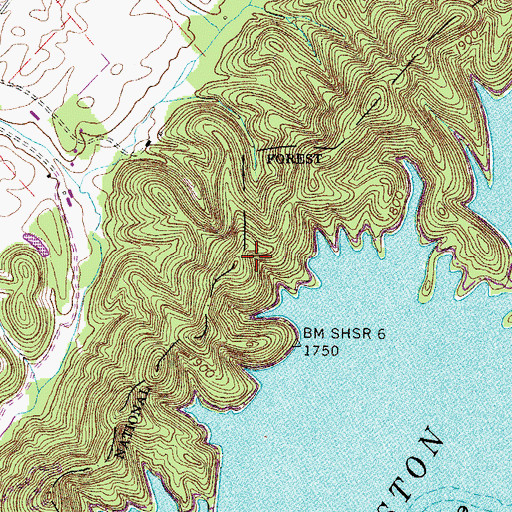 Topographic Map of The Knobs, TN