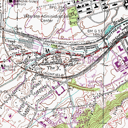Topographic Map of The Y, TN
