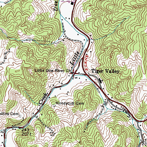 Topographic Map of Tiger Creek, TN