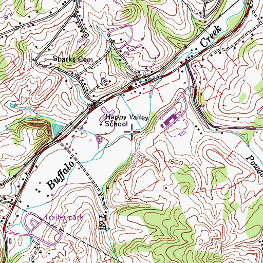 Topographic Map of Toll Branch, TN