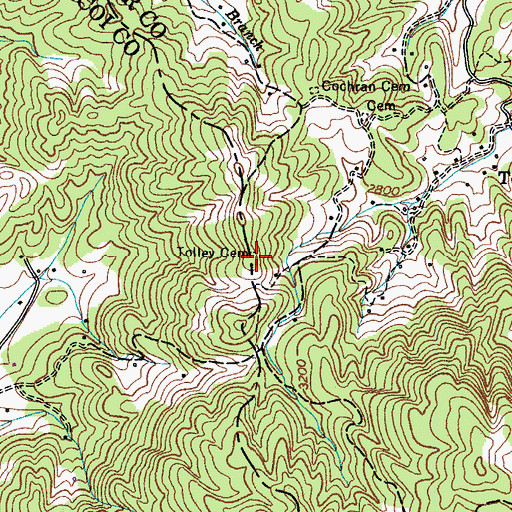Topographic Map of Tolley Cemetery, TN