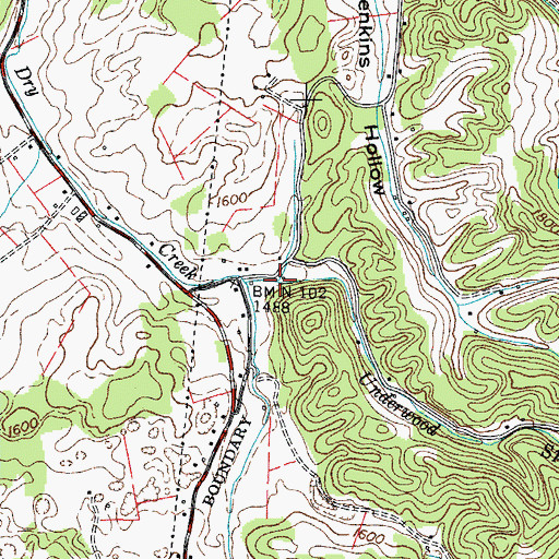 Topographic Map of Underwood Spring Branch, TN