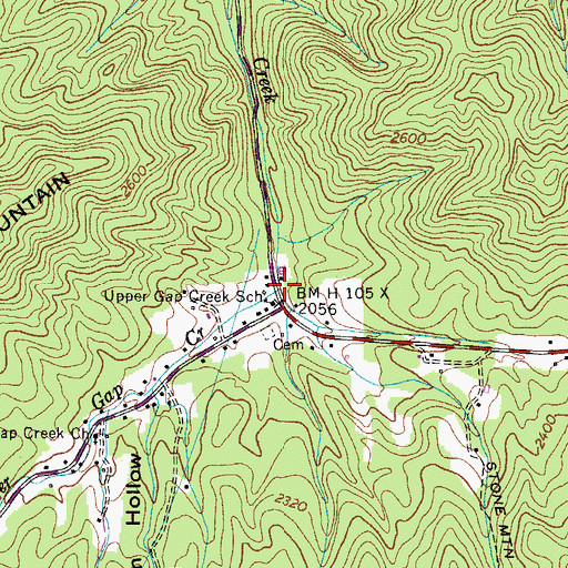 Topographic Map of Upper Gap Creek, TN