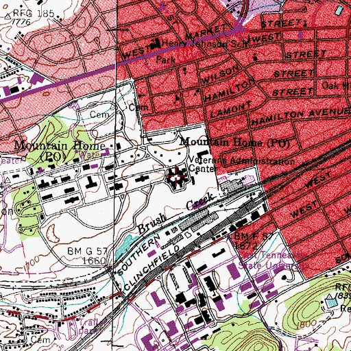 Topographic Map of Veterans Administration Center, TN