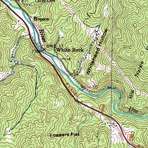 Topographic Map of Whitehead Hollow, TN
