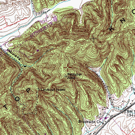 Topographic Map of Whitetop Knobs, TN