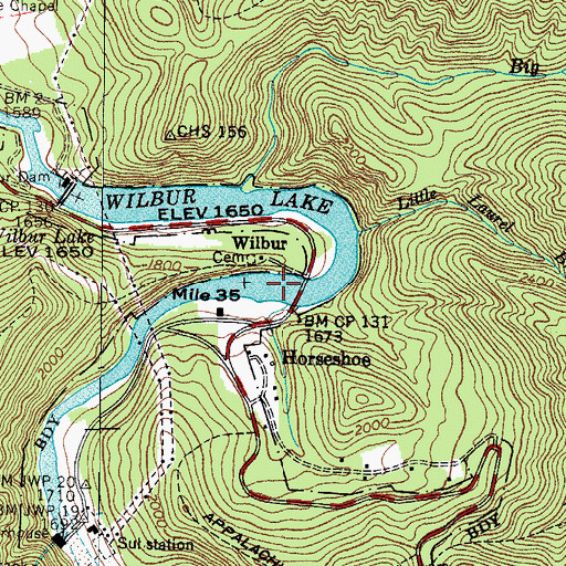 Topographic Map of Wilbur Lake, TN