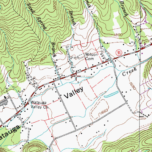 Topographic Map of Wilson Branch, TN