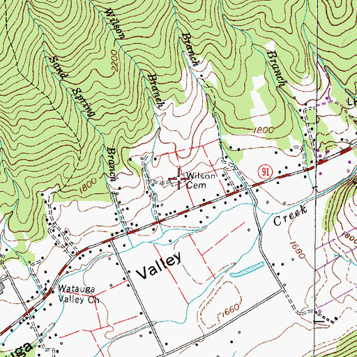 Topographic Map of Wilson Cemetery, TN