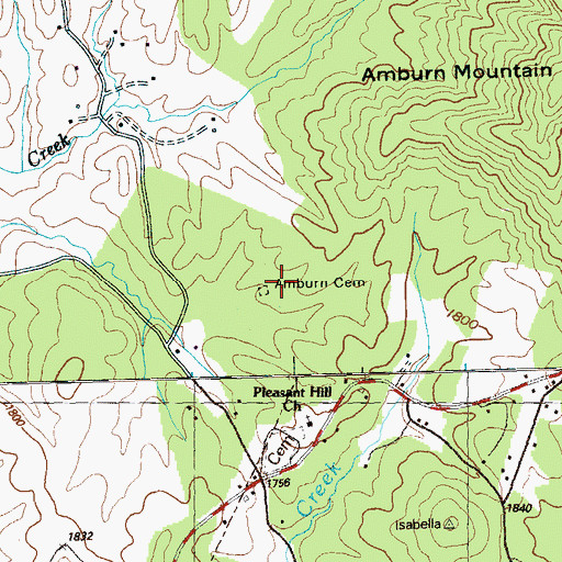 Topographic Map of Amburn Cemetery, TN