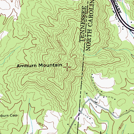 Topographic Map of Amburn Mountain, TN