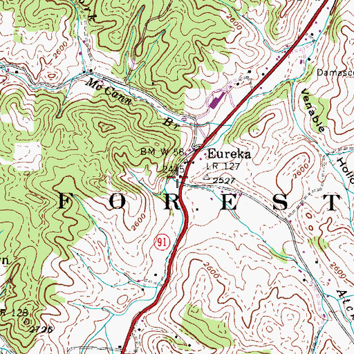 Topographic Map of Atchison Branch, TN