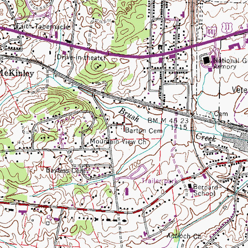 Topographic Map of Barton Cemetery, TN
