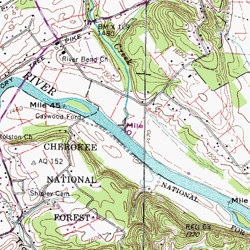Topographic Map of Beidleman Creek, TN