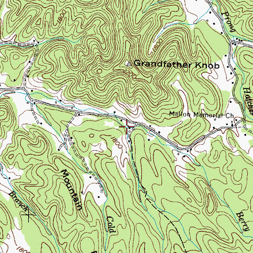 Topographic Map of Berry Branch, TN