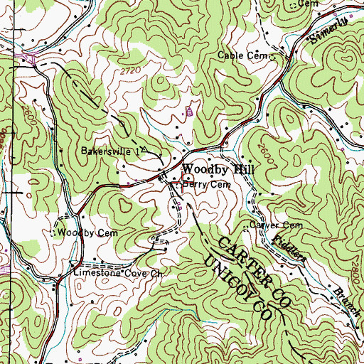 Topographic Map of Berry Cemetery, TN