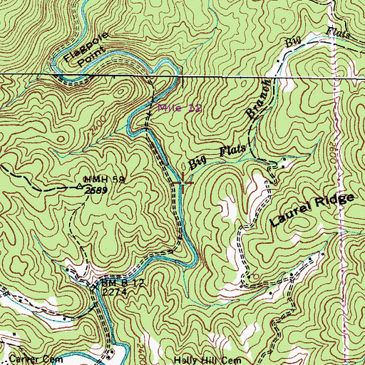 Topographic Map of Big Flats Branch, TN