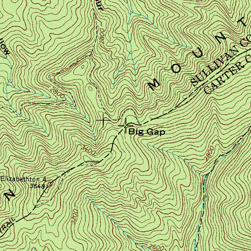 Topographic Map of Big Gap, TN