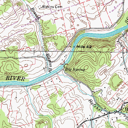 Topographic Map of Big Spring, TN