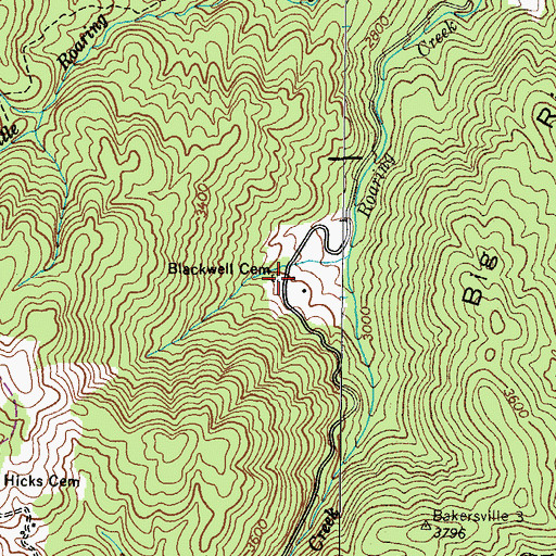 Topographic Map of Blackwell Cemetery, TN