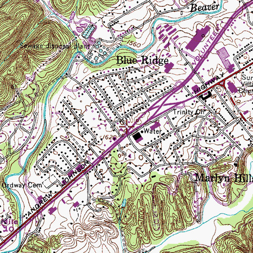Topographic Map of Blue Ridge, TN