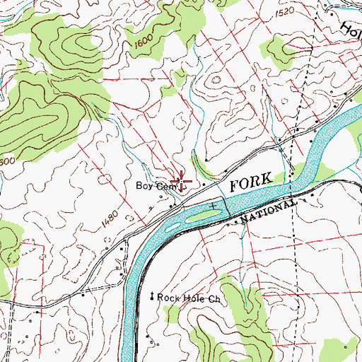 Topographic Map of Boy Cemetery, TN
