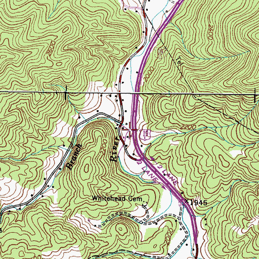 Topographic Map of Browns Branch, TN
