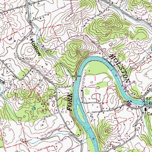 Topographic Map of Bullock Hollow, TN