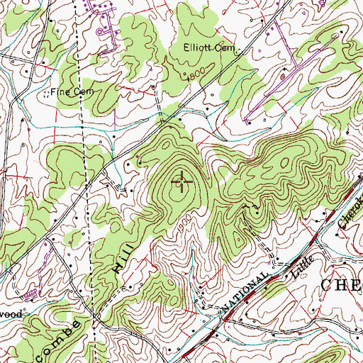 Topographic Map of Buncombe Hill, TN