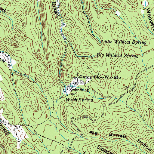 Topographic Map of Camp Sky-Wa-Mo, TN